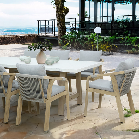 Ashen Dining Table Top And Base 2200 x 1000 x 750h