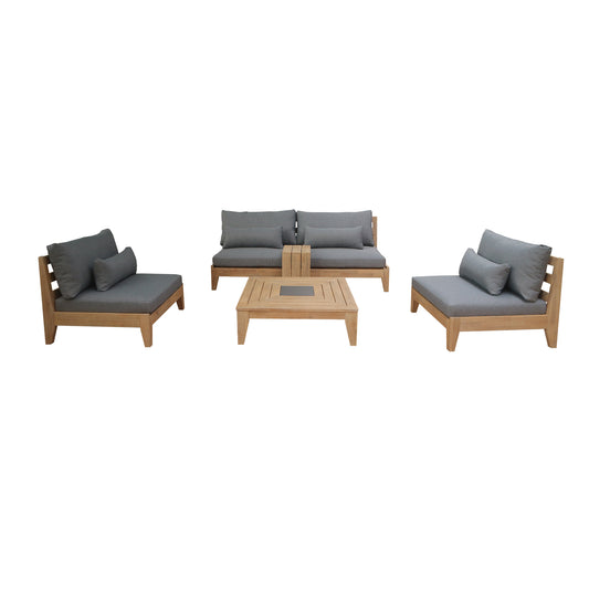 Cano Triple Armless Lounge with Cushion & Lumbar Acacia Dark Cushion